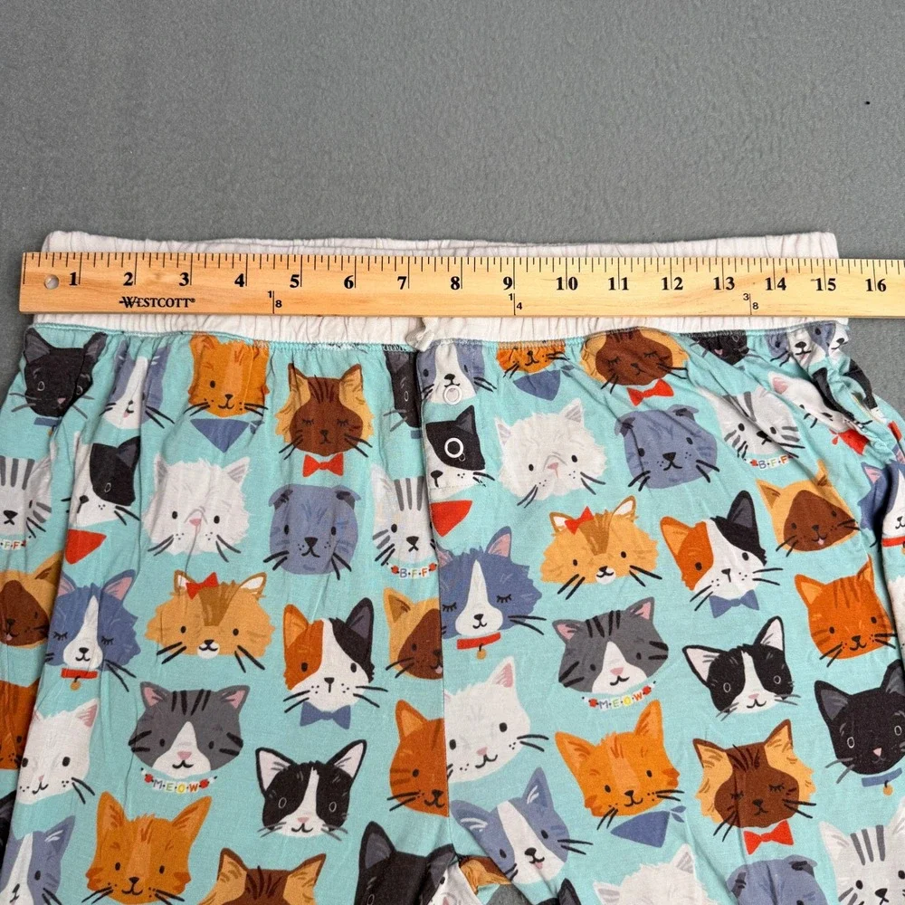 Little Sleepies Cool Cats Bamboo Viscose Pajama Set Womens Medium Blue Henley LS - Picture 11 of 13